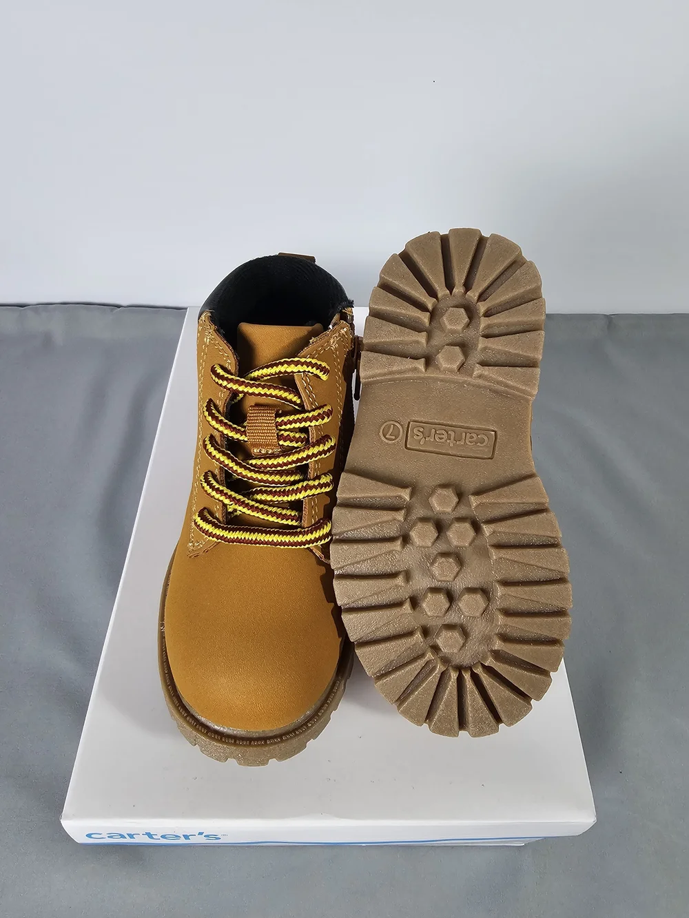 Carter's Lander Tan Toddler Lace-Up Boots Size 7 New With Box